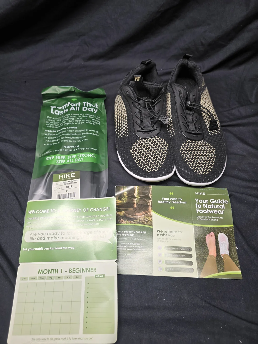 HIKE Footwear HF Stride Barefoot Sneakers Black W 10-10.5 M 8-8.5 EU 41 New